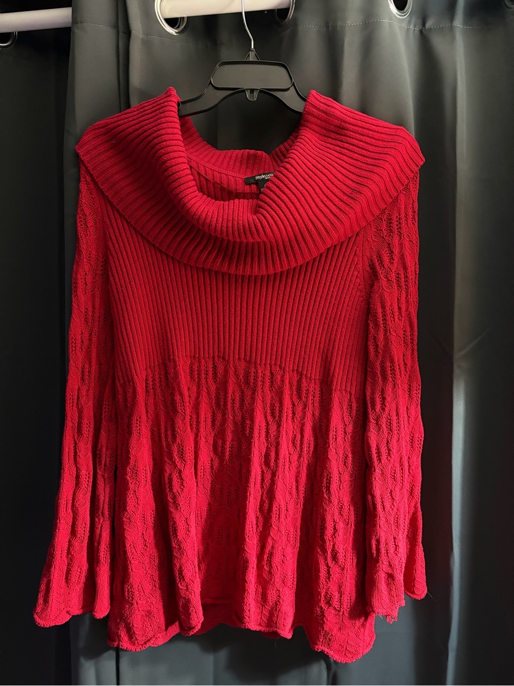 Style & Co. Red Cable-Knit Cowl Neck Sweater